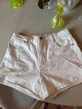 Abrand White High-Waist Denim Shorts